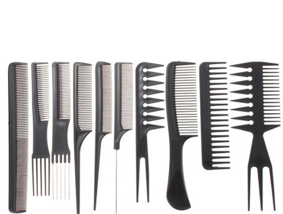 Beauty tools Hair comb 10-piece foreign trade comb Makeup comb 10-piece black set comb