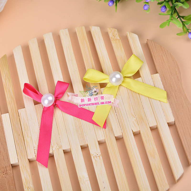 3-point polyester handmade pearl bow DIY accessories, export headwear, wedding candy boxes, gift boxes, bow wholesale