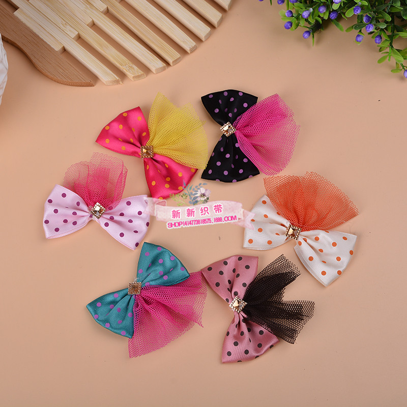 Polyester band handcrafted bow manufacturer, wholesale of hair clips, headwear, wedding candy boxes, bow packaging, factory direct sales Specification image