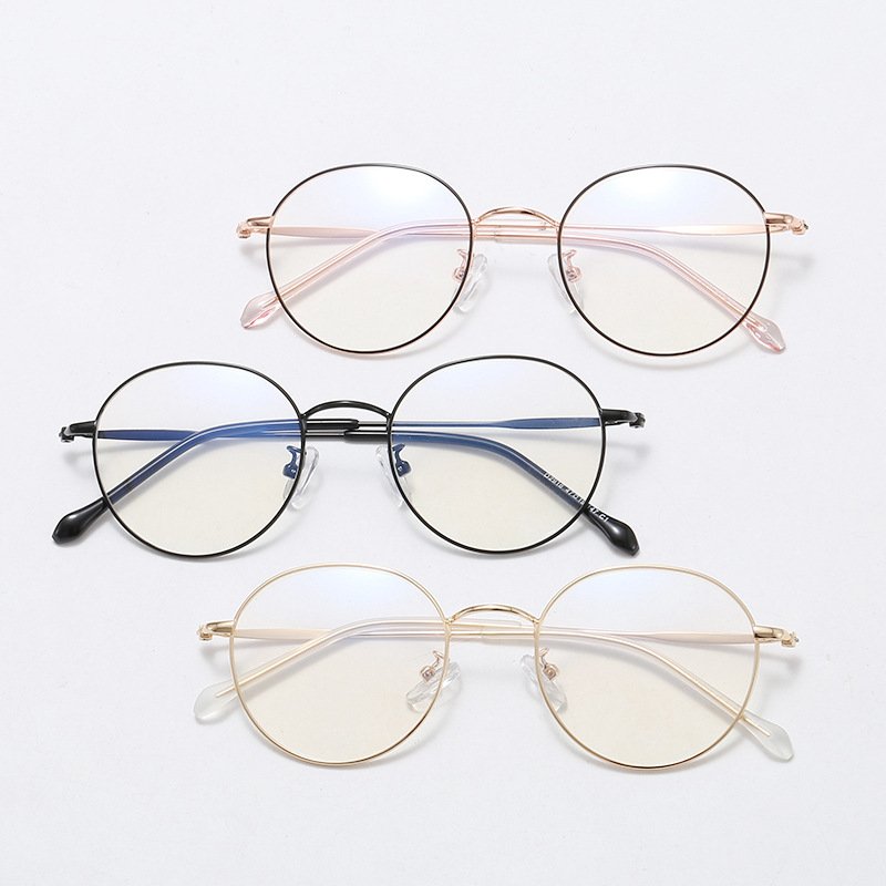 2019新款复古金属眼镜 圆框记忆眼镜架 男女同款透明平光近视镜框详情图1