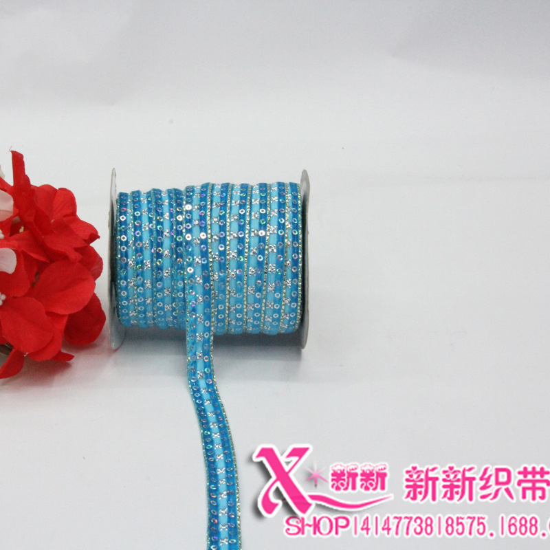 diy饰品包装彩带 服装辅料定论织带 1CM彩葱绒踩亮片缎带产地货源