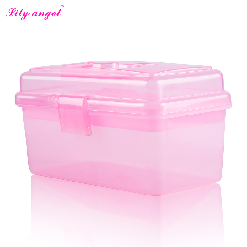 Semi-transparent nail tool box/small nail art tool box/makeup box/nail art box color random wholesale