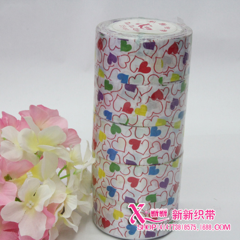 4CM缎带印花系列 白底印刷 单面缎带彩色涤纶织带