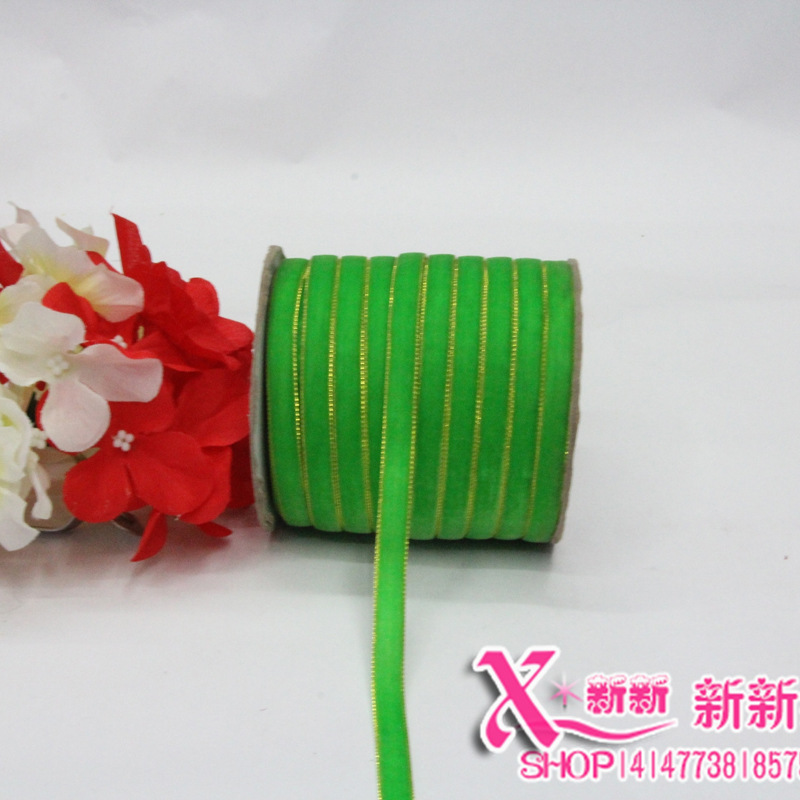 1CM gold-edge velvet ribbon lace can be selected in multiple colors. High-quality ribbons specifically for bows are available