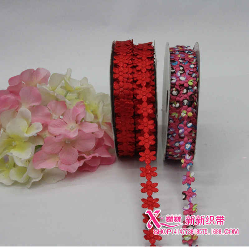 Colorful lace ribbons, single-sided single-color and double-color alternating clothing accessories, various patterns, varieties and colors details Picture