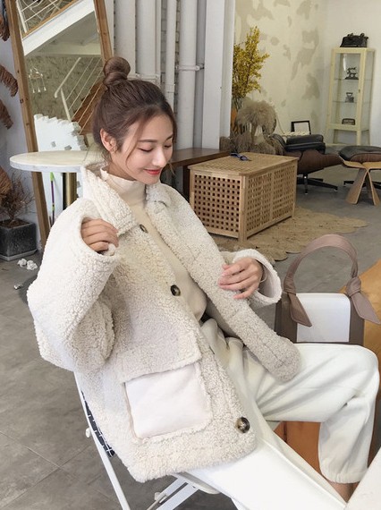 2019 winter new Korean version of fashion trend women's thick ring lamb furry fur coat