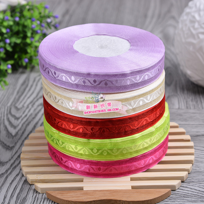 2cm jacquard ribbon, jacquard snow gauze ribbon, diy bow, clothing accessories, gift, flower packaging, gauze ribbon wholesale details Picture