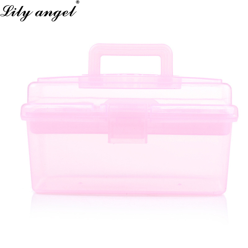 Semi-transparent nail tool box/small nail art tool box/makeup box/nail art box color random wholesale Specification image