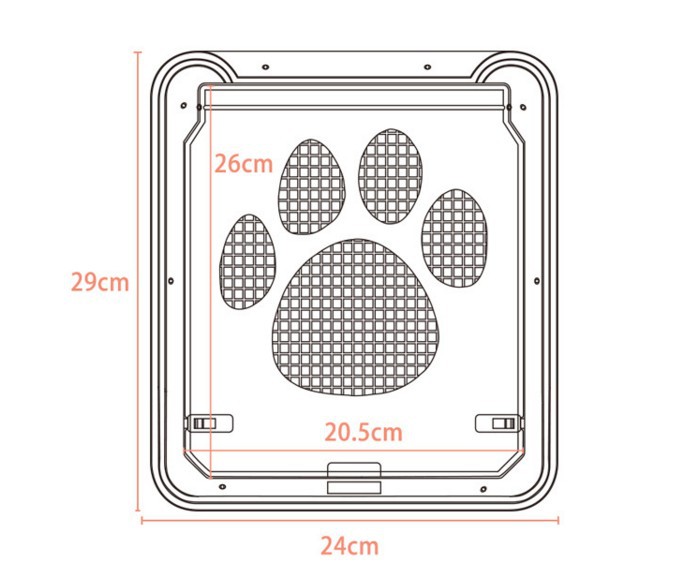 New small-sized pet screen door, dog supplies, dog paw print anti-bite small dog and cat screen door, cat and dog door Specification image