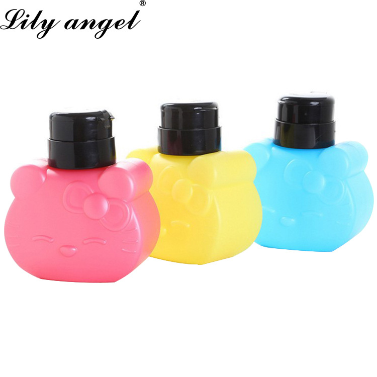 lilyangel Nail Art Cartoon Press Bottle 270ml Cleaning Liquid Nail Remover Special Press Bottle Powder Yellow Blue