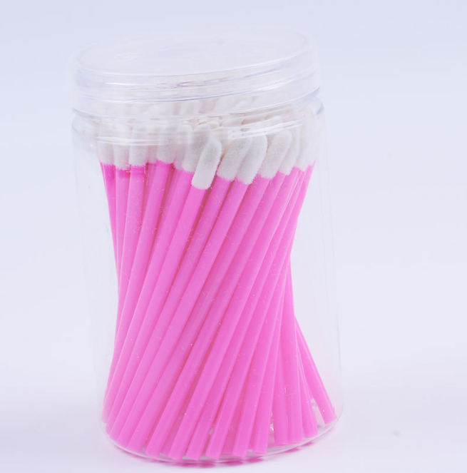 100 pieces/bucket disposable lip gloss brush Lipstick brush Fiber makeup brush Beauty makeup tools accessories