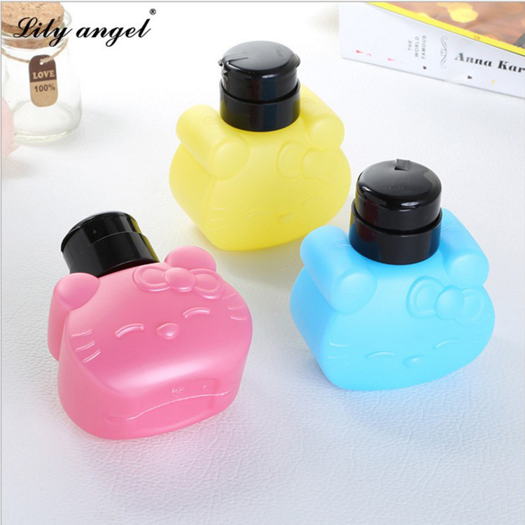 lilyangel Nail Art Cartoon Press Bottle 270ml Cleaning Liquid Nail Remover Special Press Bottle Powder Yellow Blue Item Picture