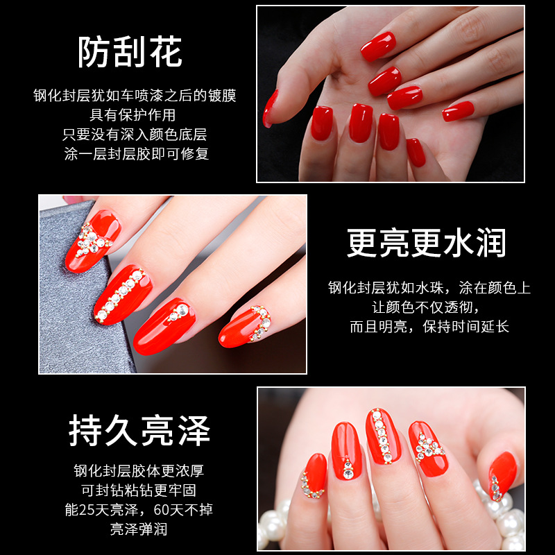 Wholesale and export customized processing factory of 2017 new style nail polish with tempered seal layer, ultra-bright, no-wash, high-end ring protection nail polish Application Scenario