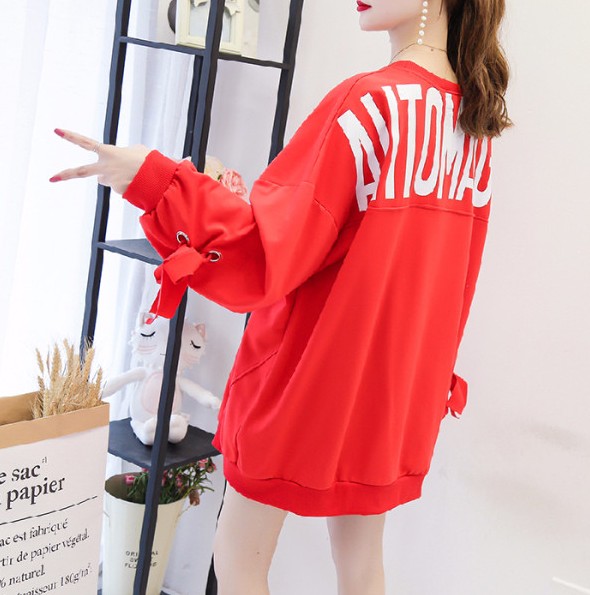 A new loose mid-length hoodie for women in autumn, a large-sized Korean student long-sleeved top