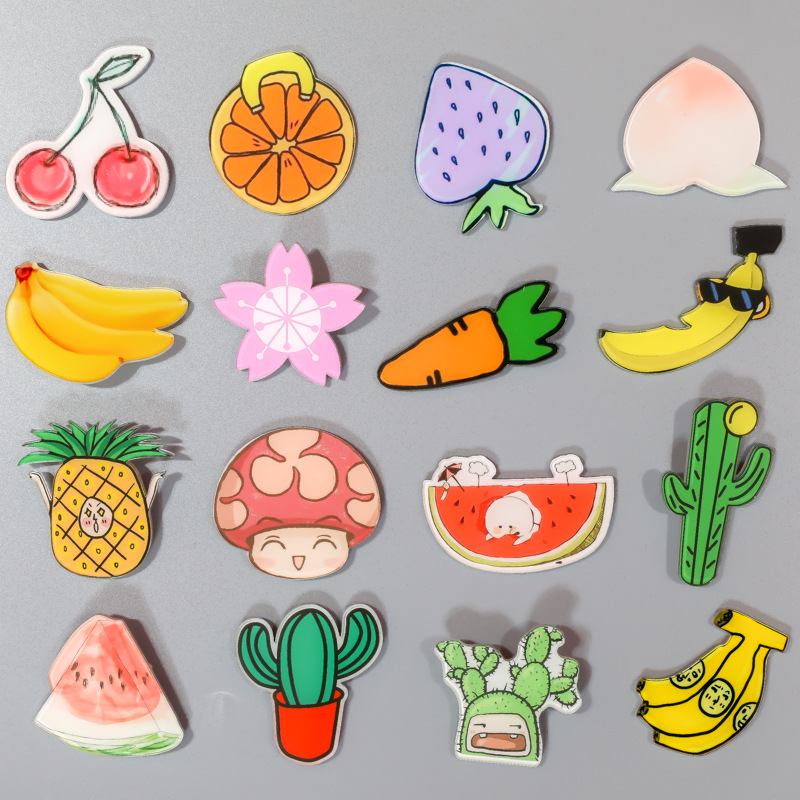 萌系动植物水果磁扣磁铁冰箱贴卡通仙人掌吸磁贴留言贴家居装饰品