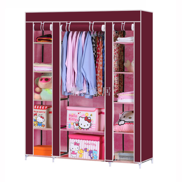 大号简易组装无纺布衣柜 衣橱 加固钢架简约现代经济型收纳柜厂家