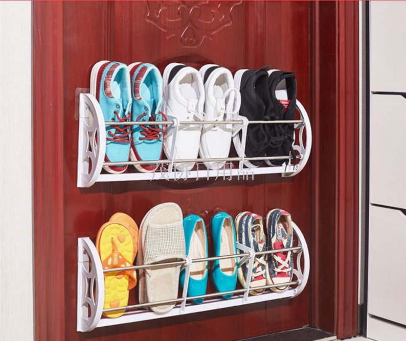 Suction cup nail free hanging door rear shoe rack living room Simple home shoe rack space saving wall hanging bathroom slippers dormitory