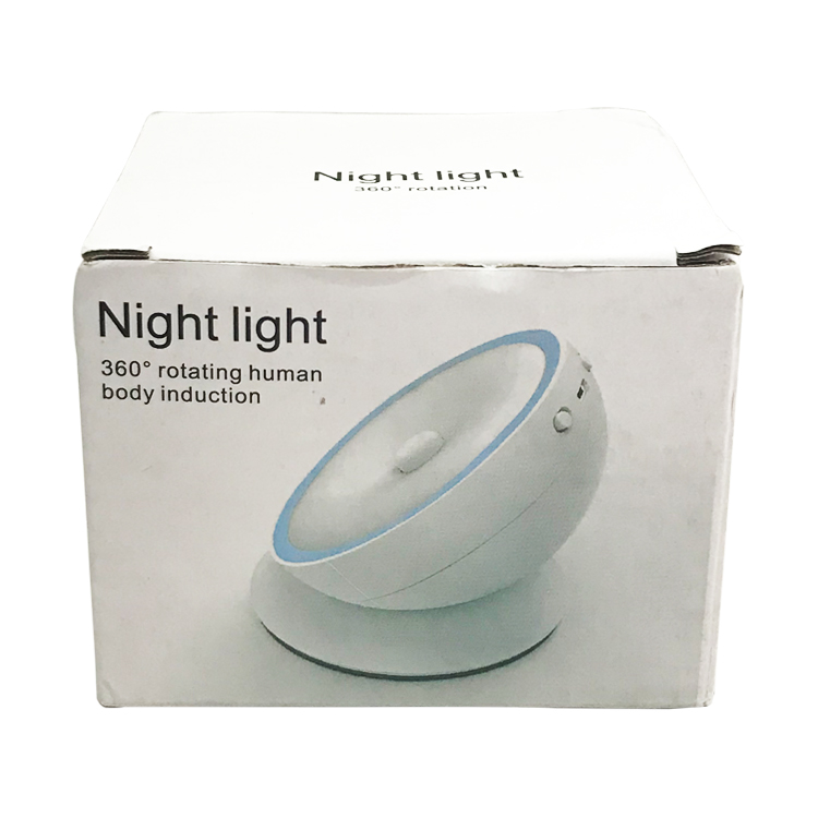 New 360-degree LED rotating sensor light, rechargeable bedroom lighting lamp, creative human body sensor night light