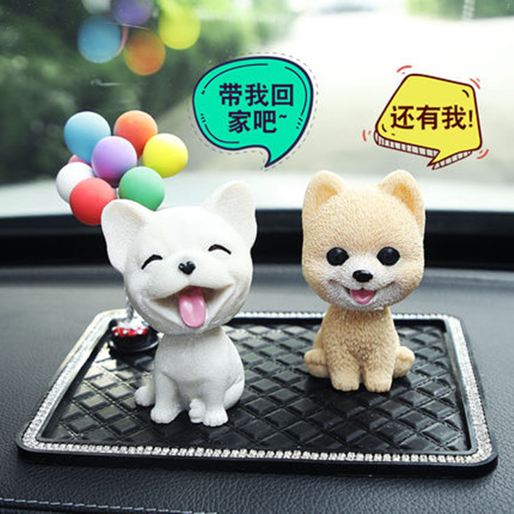 Simulated shaking head dog car ornaments, cute figurines, creative center console, car interior decoration items details Picture