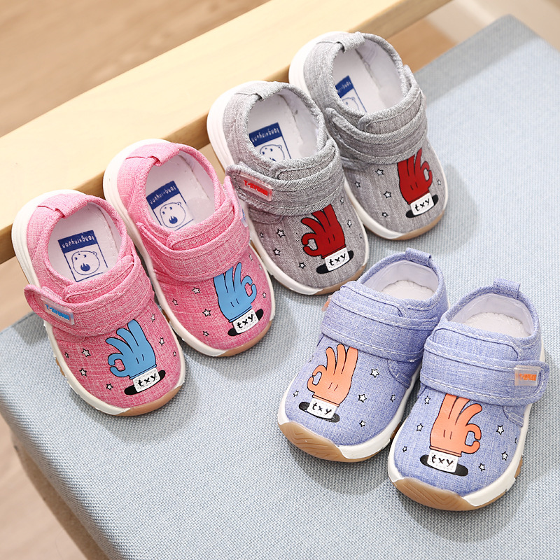 Spring and Autumn new children canvas Velcro baby cartoon men and women baby anti-slip function single shoe manufacturer direct sale thumbnail