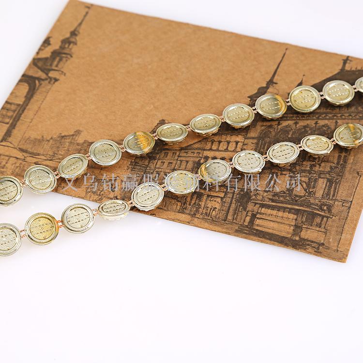 2019流行 单条金色菊花 线钻 排钻 网钻 装饰饰品服装配件细节图