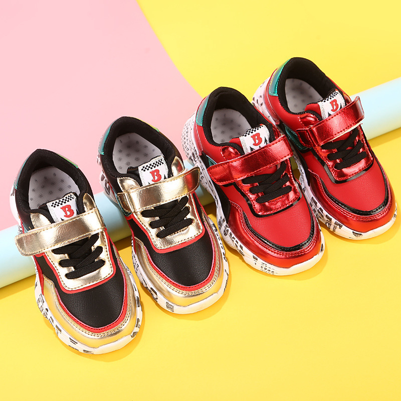 2018 new leather breathable and comfortable running shoes for boys and casual students shoes for girls and sports shoes for children