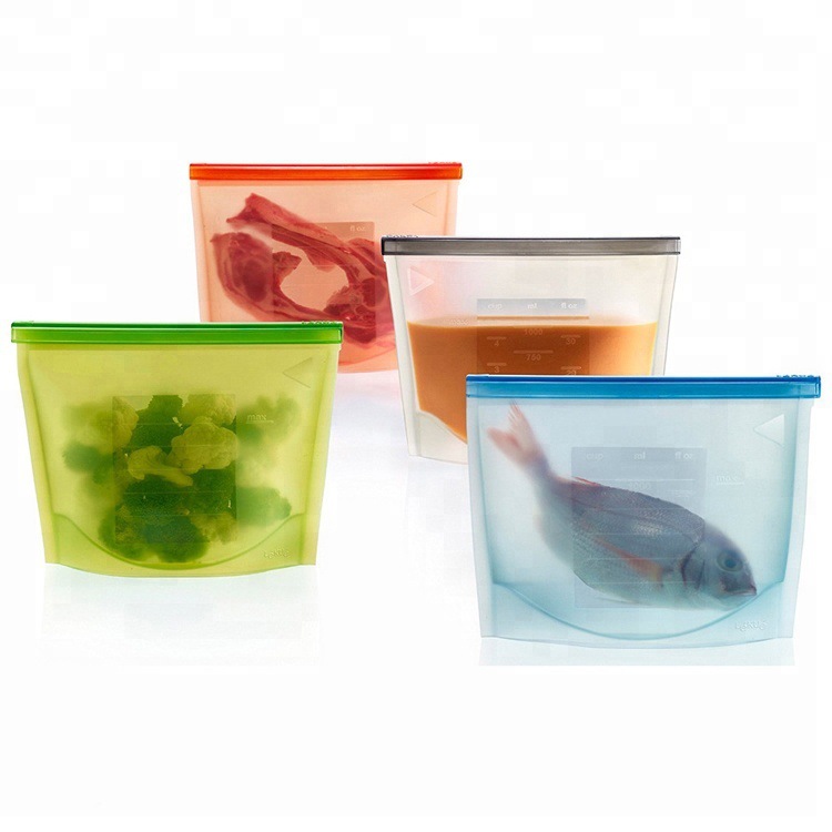 Silicone storage bag Food grade vacuum food packaging zip-lock bag stock frozen food storage 1500ML