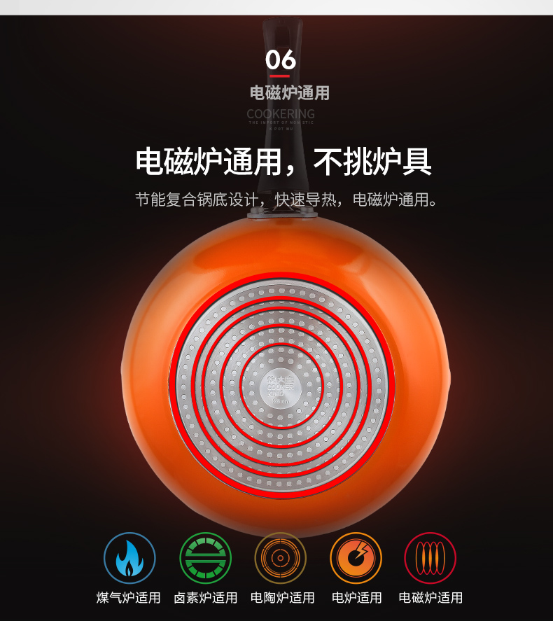 炊大皇旗舰店官方旗舰不粘锅平底锅炒煎锅两用不粘锅炒锅燃气灶产品图