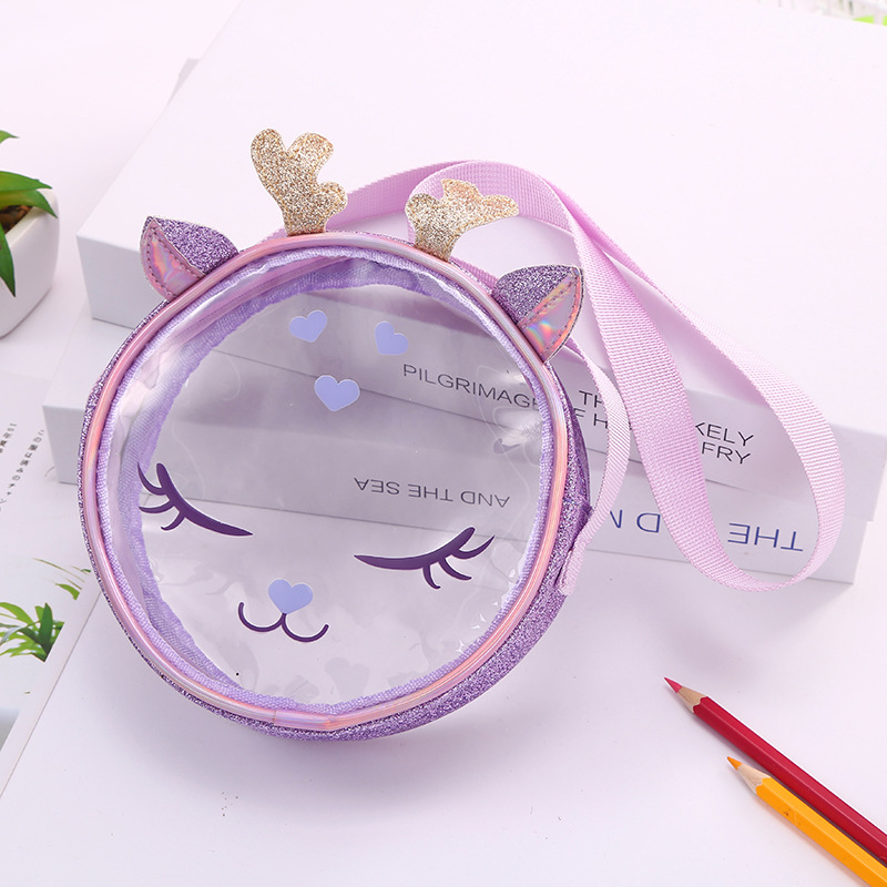 Jinjiduo Children's Bag Korean version New cat Mermaid Fish tail PVC transparent bag Women's single-shoulder crossbody bag Specification image