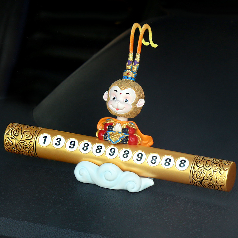 Car ornaments, car-mounted shaking monkey parking sign, creative shaking monkey parking card interior ornaments details Picture