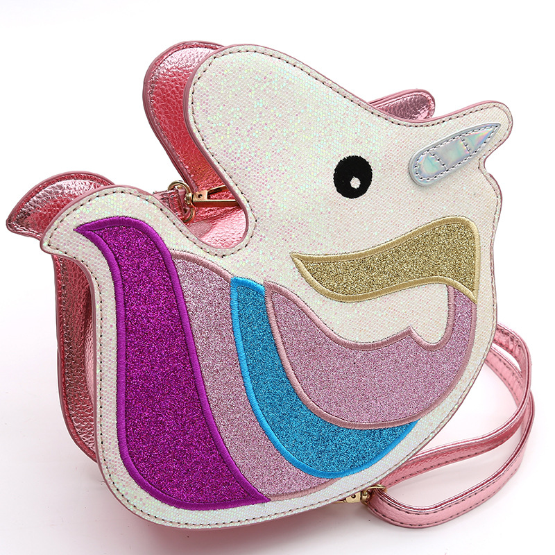 金吉多爆款欧美风格Unicorn独角兽背包斜挎包亮粉儿童休闲男女包细节图