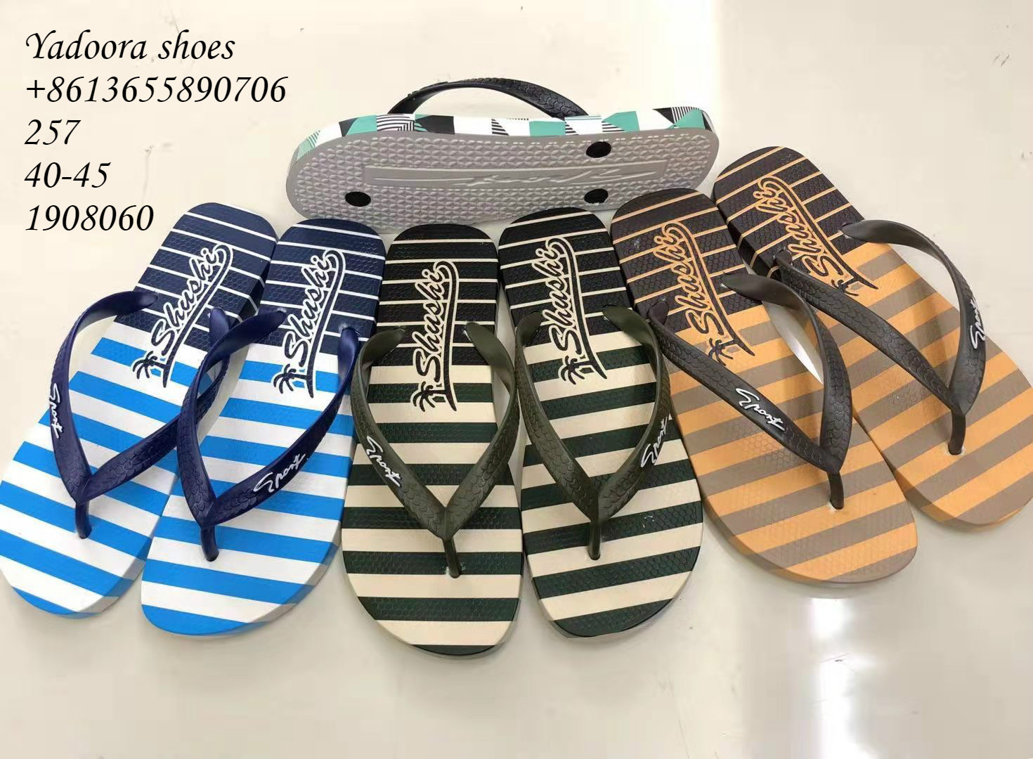 Men's non-slip striped summer slippers