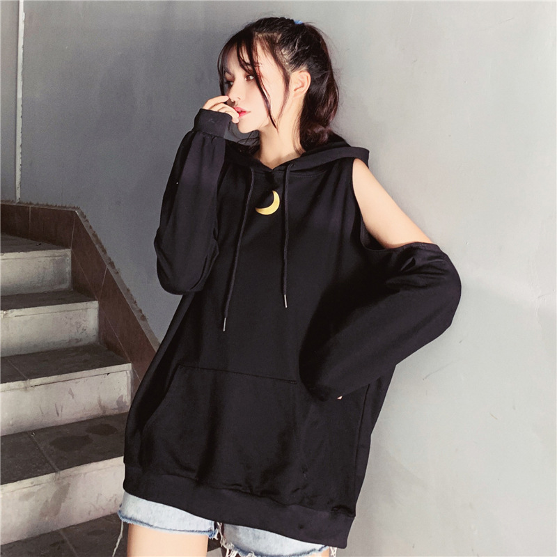 Autumn long off-the-shoulder vetiver hoodie for women, a new, laid-back and stylish loose hooded jacket Specification image
