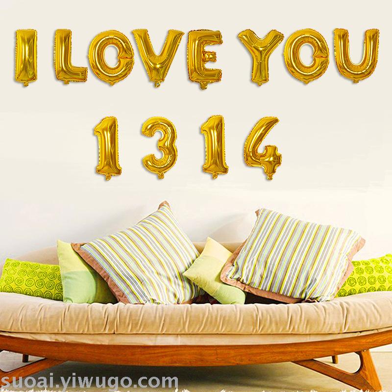 Layout Layout Decoration Rose Red English Letters Aluminum Film Balloon Package Iloveyou1314 Application Scenario
