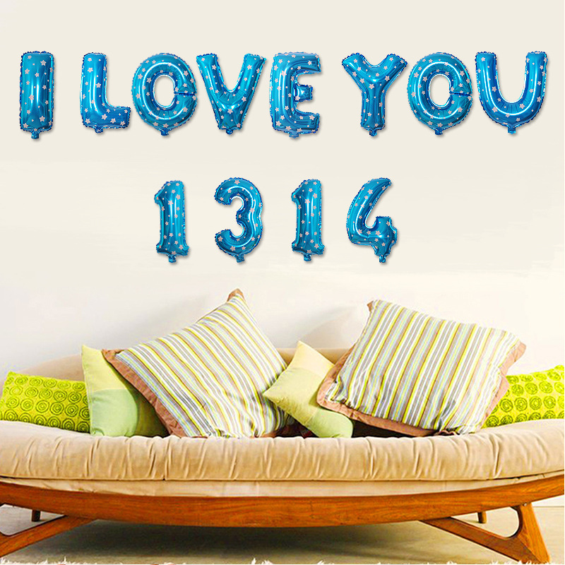 Layout Layout Decoration Rose Red English Letters Aluminum Film Balloon Package Iloveyou1314 details Picture