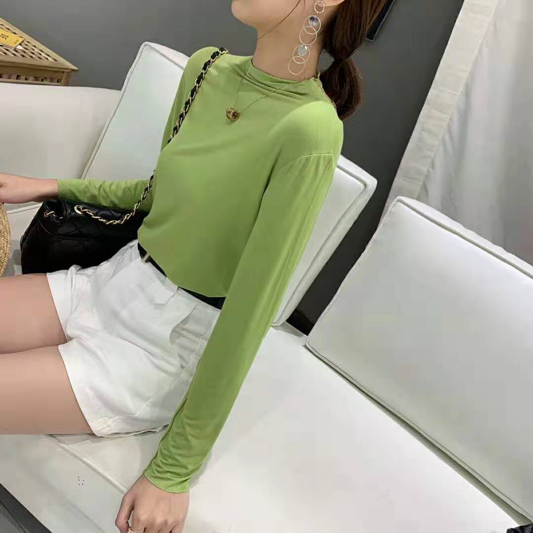 Eight-color solid-color modal base layer long-sleeved T-shirt, Korean-style Dui Dui collar small high collar modal cotton long-sleeved T-shirt