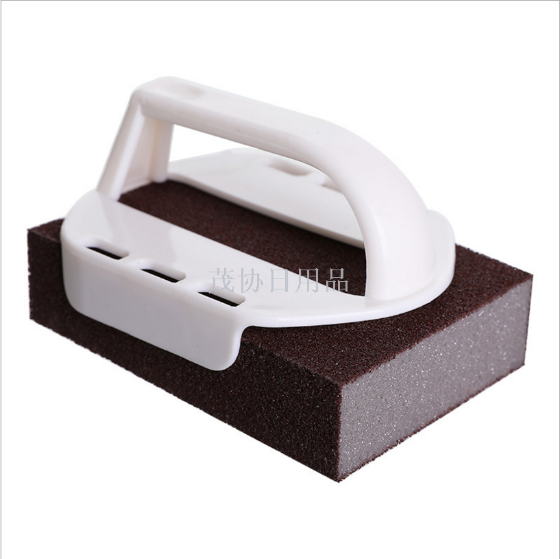 强力去污金刚砂海绵刷带手柄厨房刷锅锅刷高效去锈海绵擦产品图