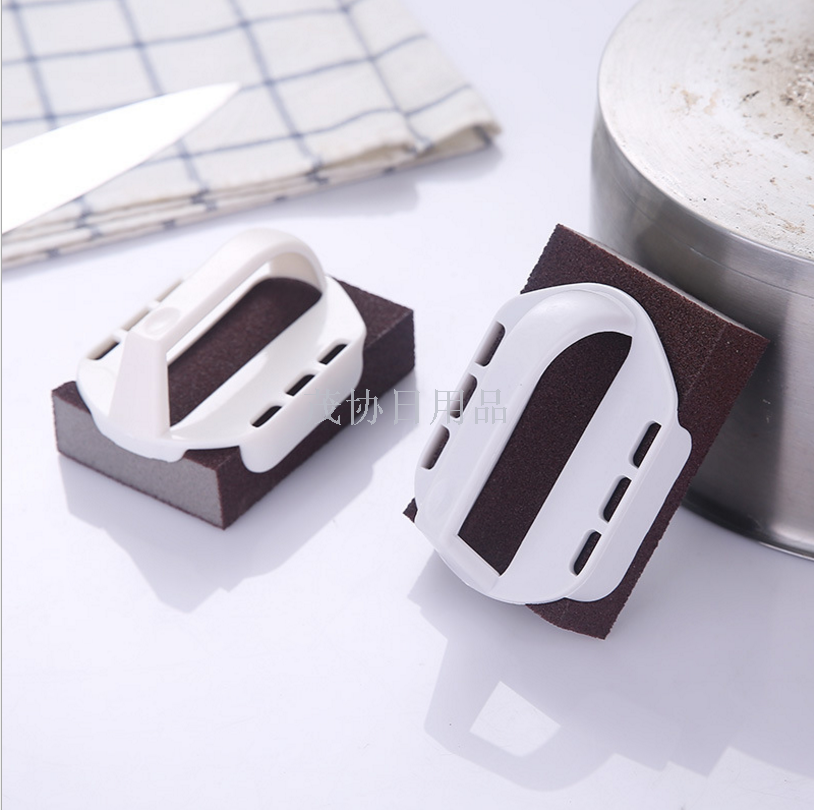 强力去污金刚砂海绵刷带手柄厨房刷锅锅刷高效去锈海绵擦