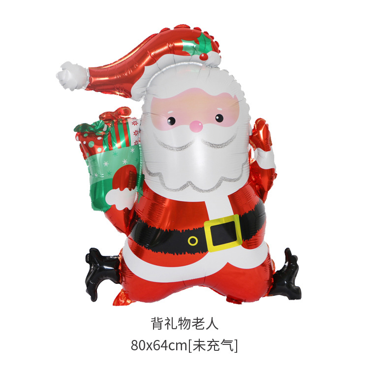 Factory direct sales of Santa Claus balloons for carrying gifts, Christmas atmosphere decoration, aluminum film balloons with automatic sealing Specification image