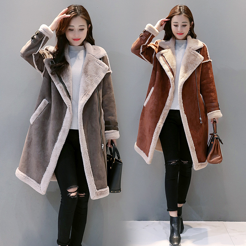 Deerskin velvet coat Women's winter new medium long fur one thick lamb suede coat Application Scenario