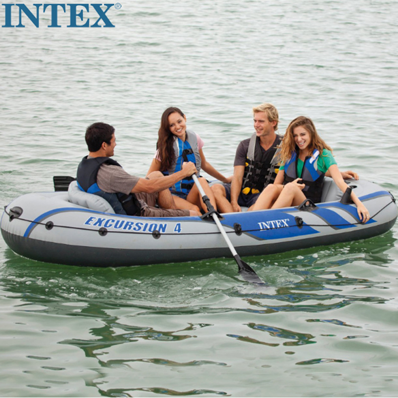 INTEX救生船钓鱼船68324漂流者系列船组4人户外皮划艇充气橡皮船