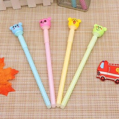 Yiwu Good Goods Cute Bear Head Expression Neutral Pen Girl Neutral Pen