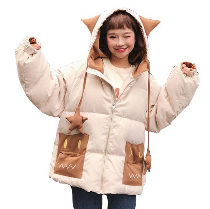 Autumn and winter new cotton-padded women loose lovely student bread coat in long cute coat cotton-padded jacket