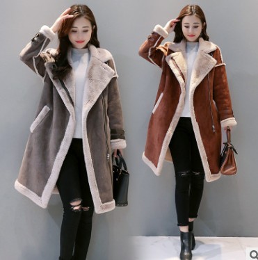 Deerskin velvet coat Women's winter new medium long fur one thick lamb suede coat full figure
