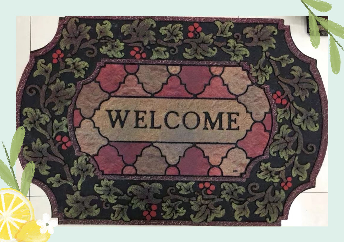European-style rubber flocking floor mat, anti-slip mat, door mat, foot mat, carpet, mud scraper mat, outdoor mat, 58*88CM, good quality, clear pattern, multiple patterns can be mixed or cleaned, 10 pieces per piece Specification drawing