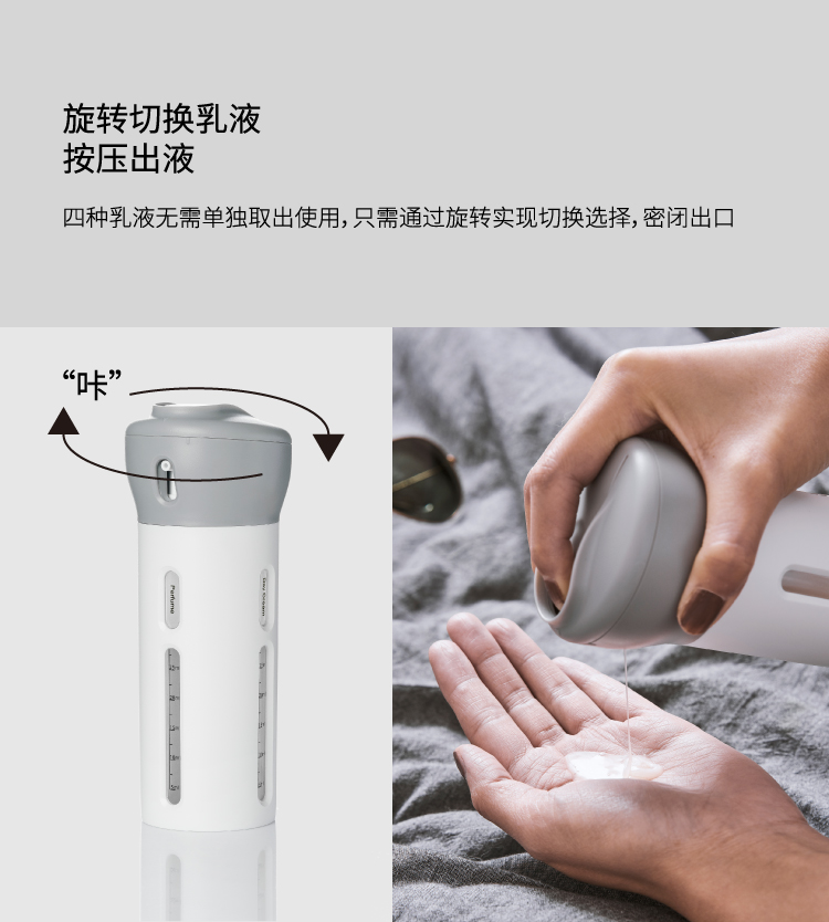 抖音爆款旅行乳液分装瓶出差化妆品分装瓶便携四合一旋转按压式细节图