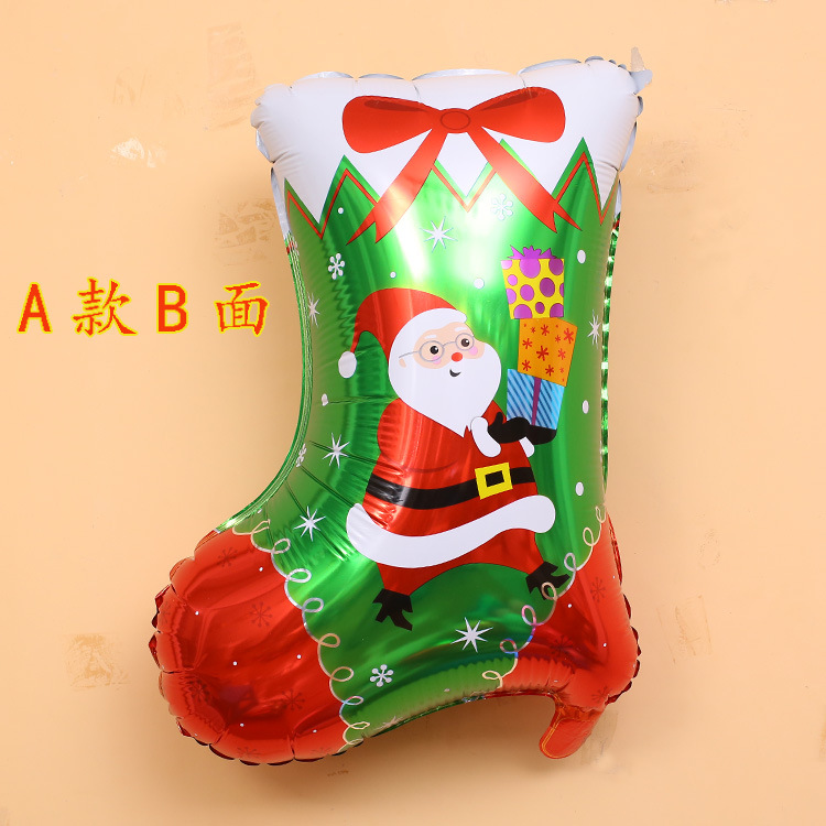 New cartoon-shaped Christmas stocking balloons, Santa Claus reindeer holiday party decorations, aluminum film balloons details Picture