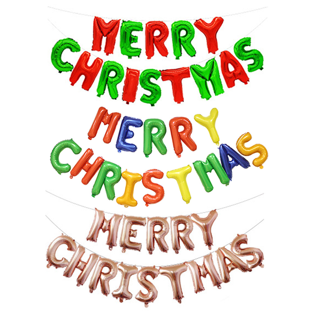 16寸字母圣诞气球套装merry christmas节庆装饰布置铝膜铝箔气球