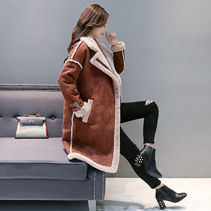 Deerskin velvet coat Women's winter new medium long fur one thick lamb suede coat Item Picture