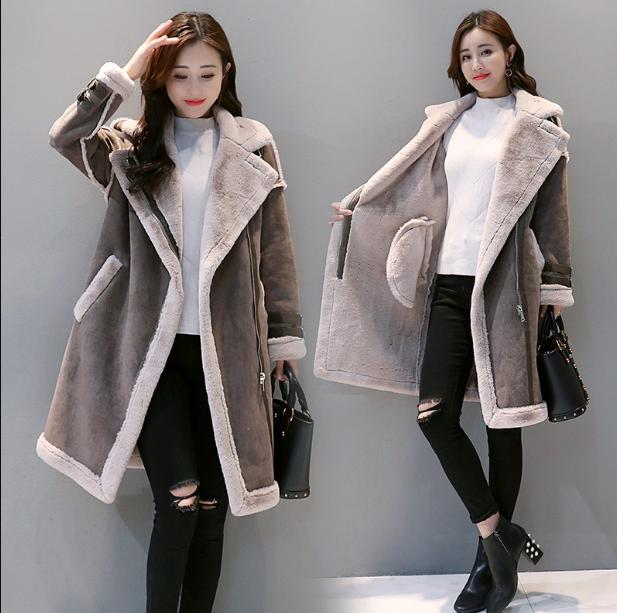 Deerskin velvet coat Women's winter new medium long fur one thick lamb suede coat details Picture